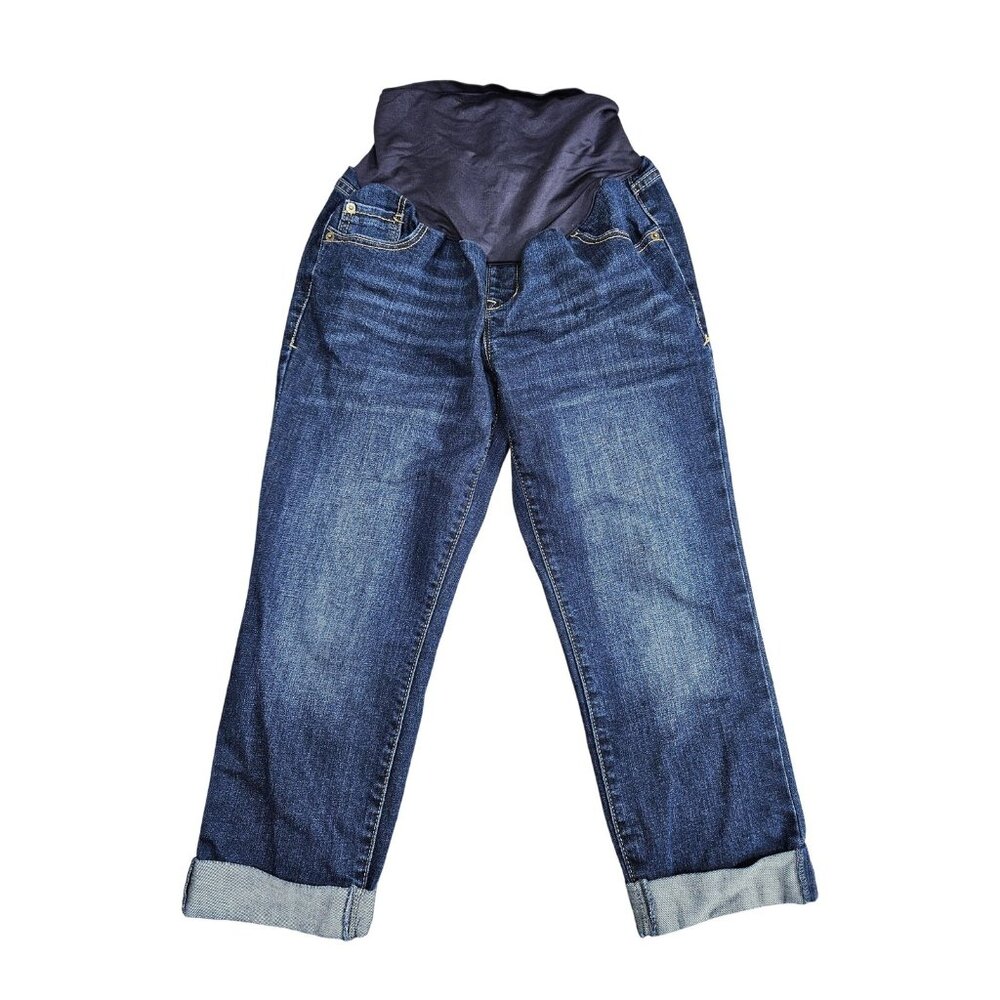 Old Navy Maternity Jeans Women 6 Denim Full Belly Panel Cropped Straight